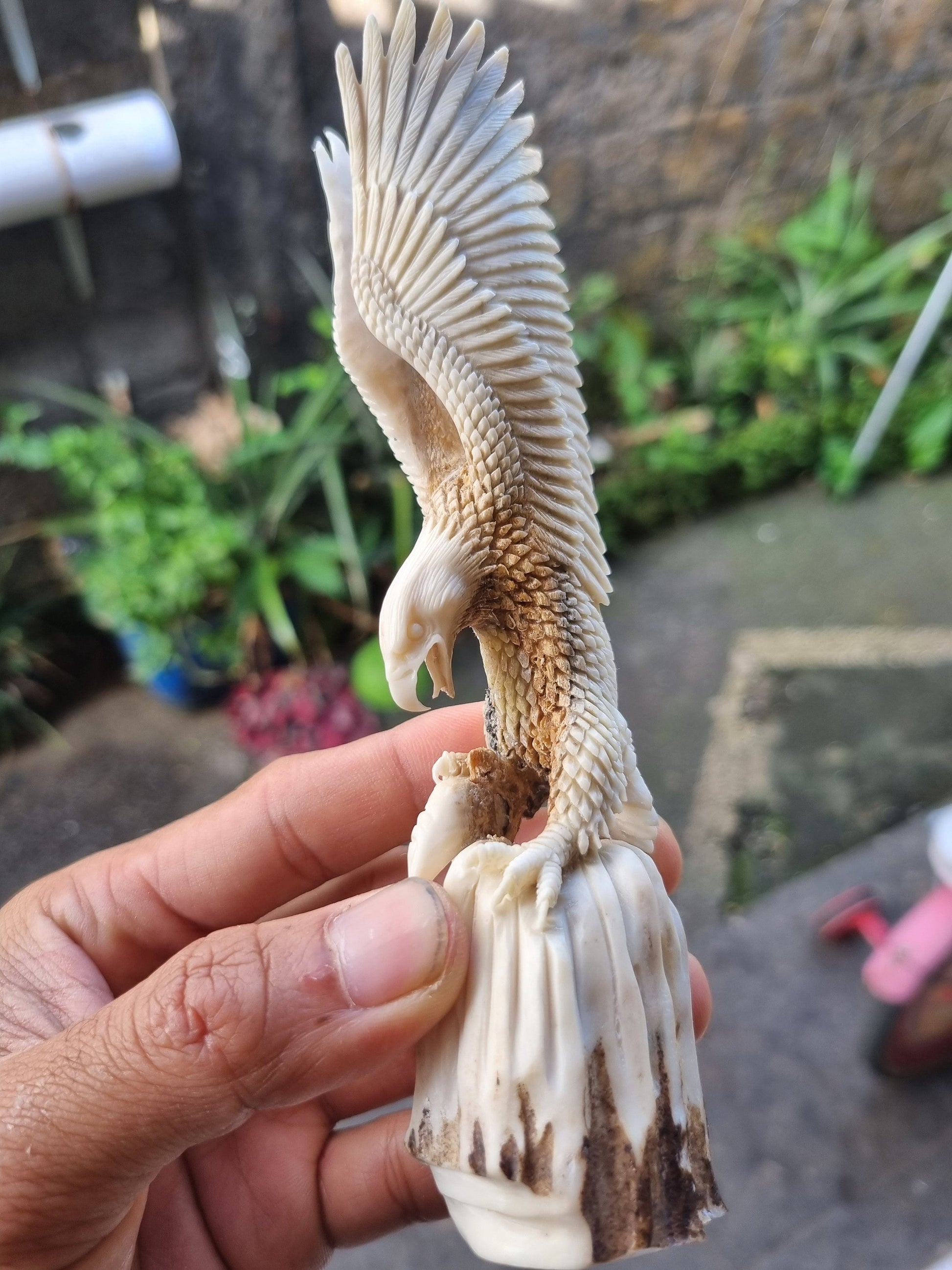 Moose antler carving eagle sculpture For gift