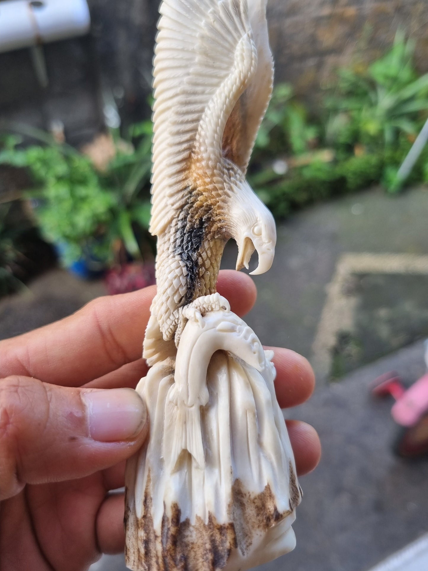 Moose antler carving eagle sculpture For gift