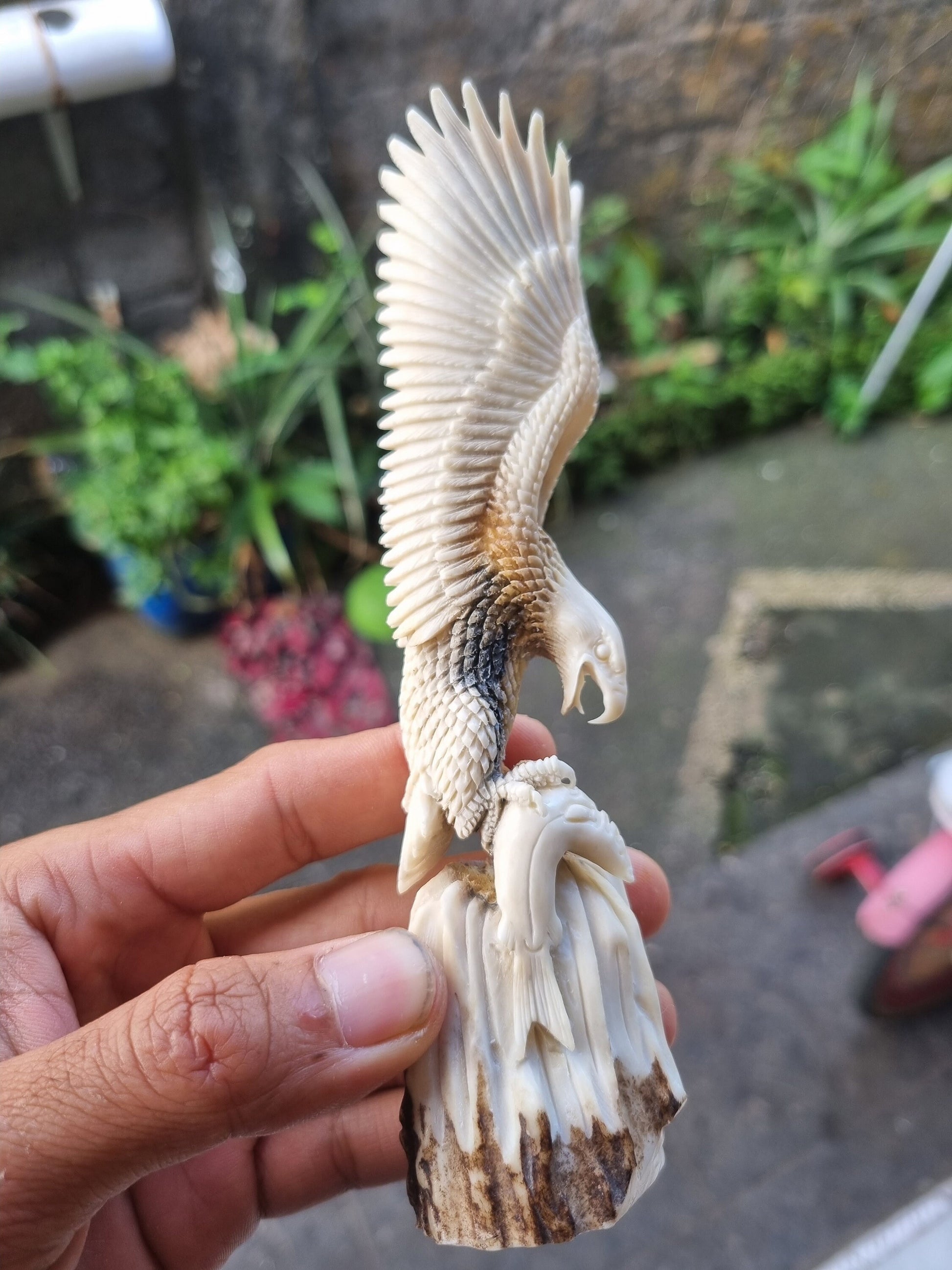 Moose antler carving eagle sculpture For gift