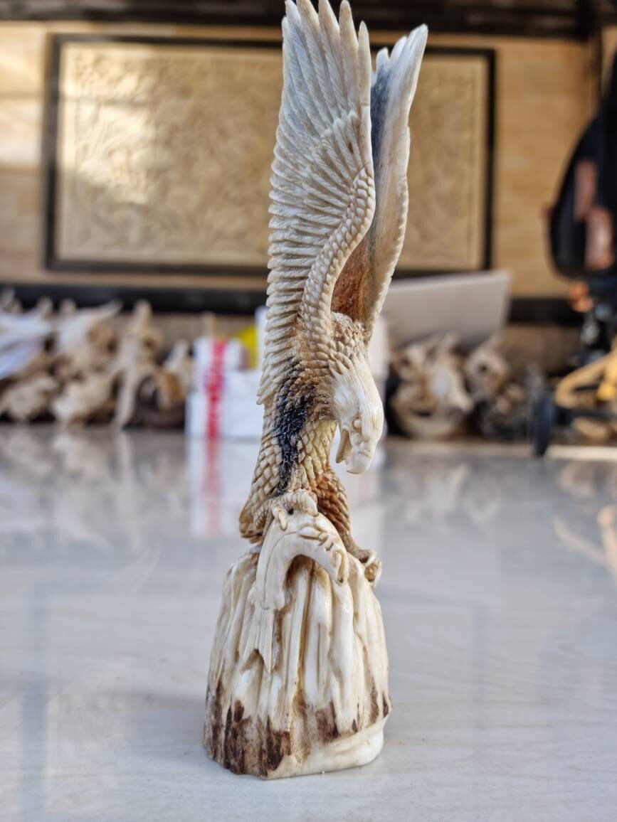 Moose antler carving eagle sculpture For gift