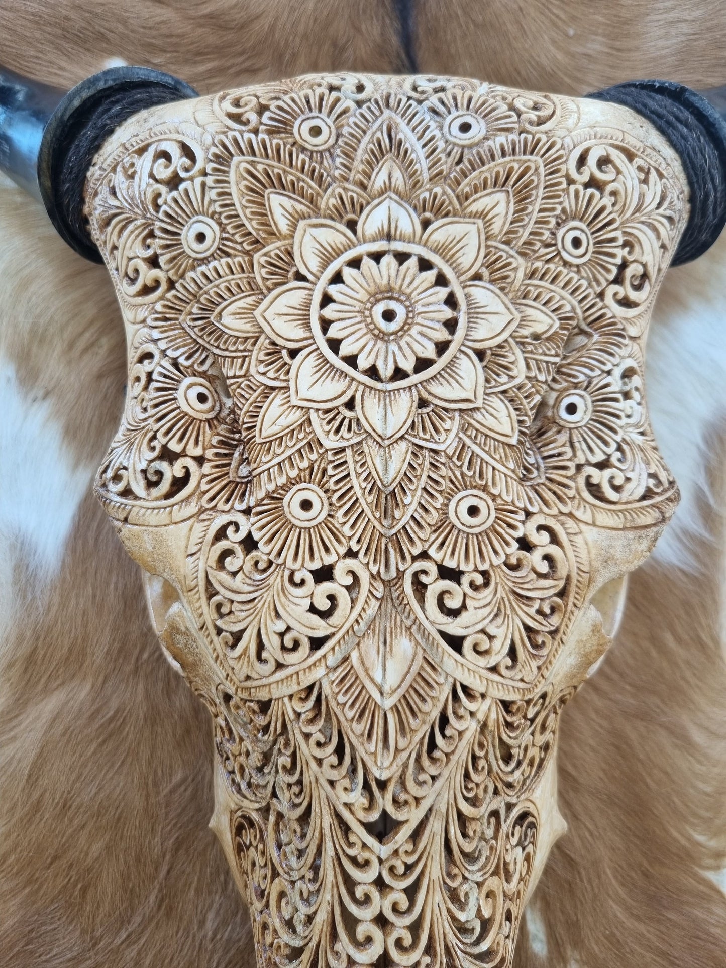 carve cow skull mandala