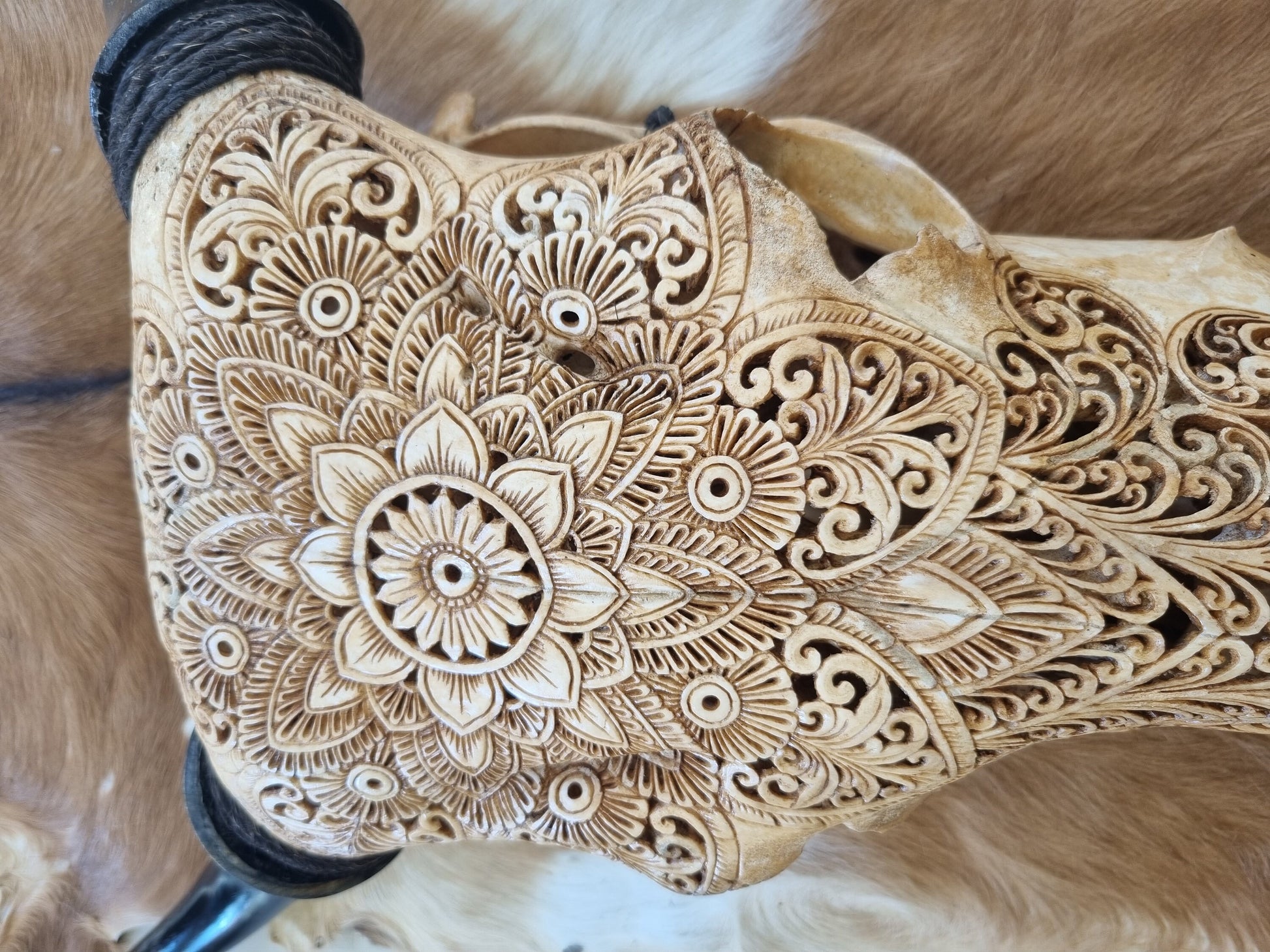 carve cow skull mandala