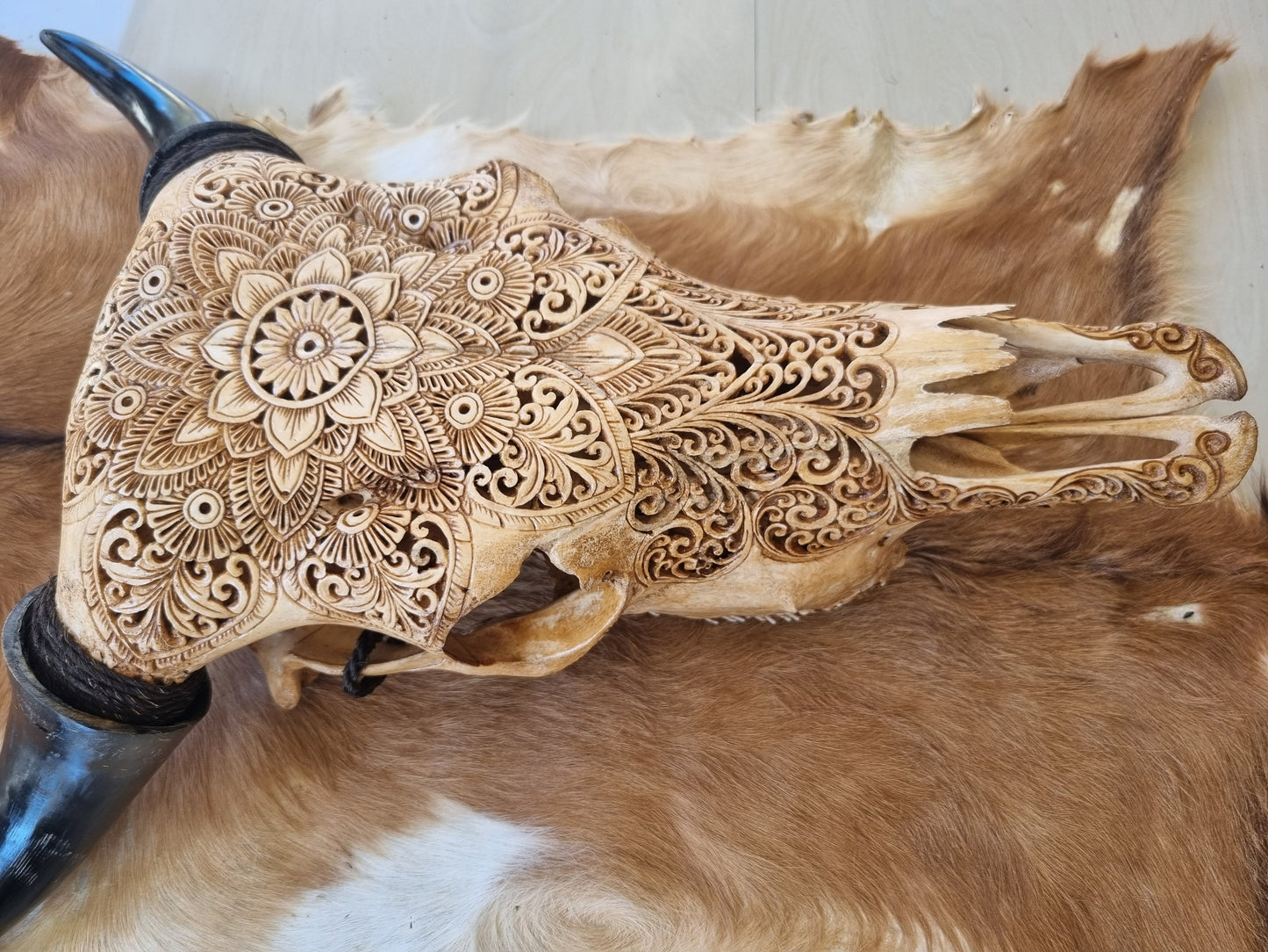 carve cow skull mandala