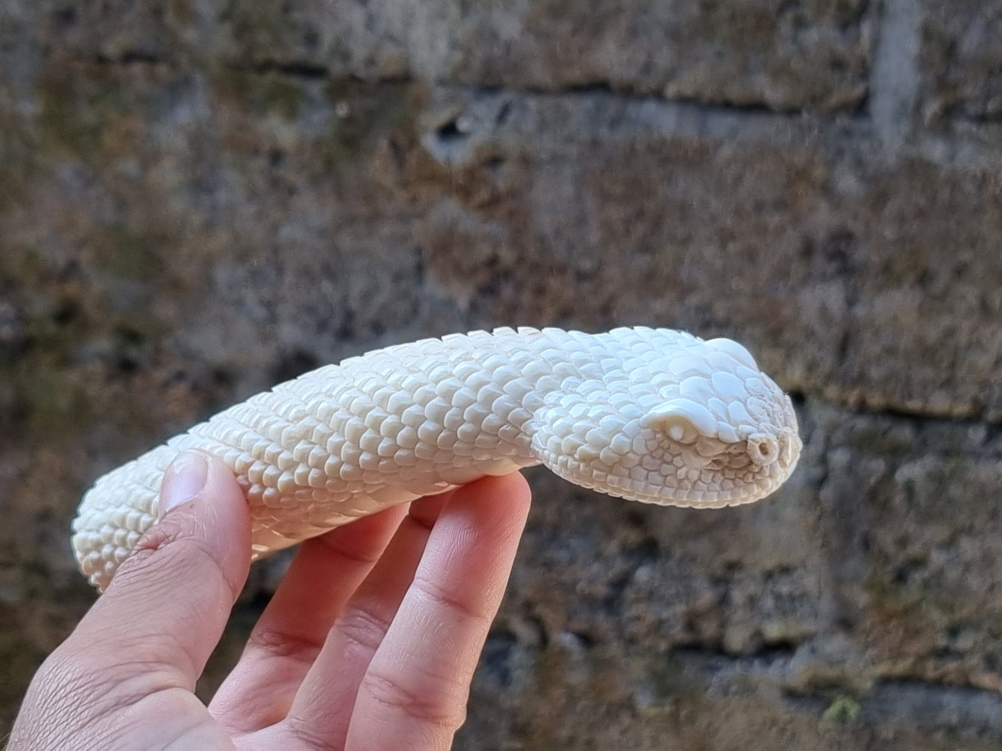 Deer antler carving snake for knife handle