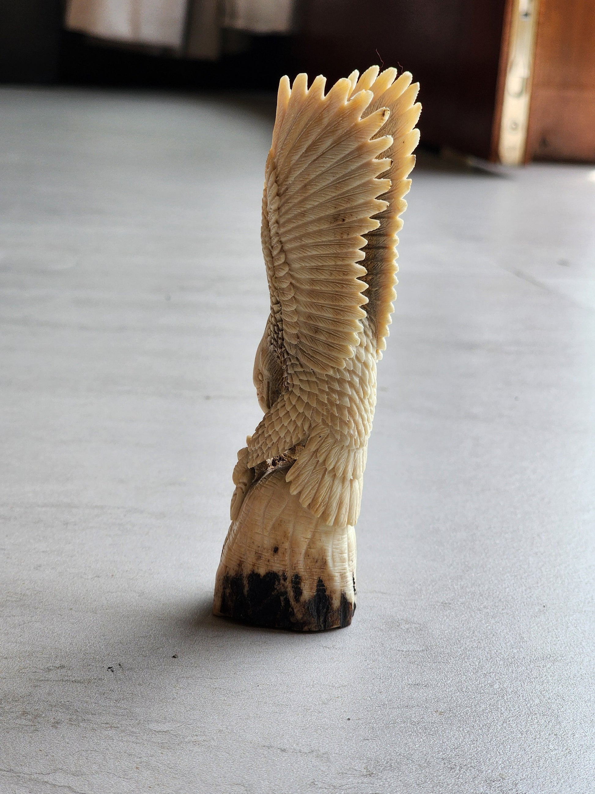 Moose antler carving eagle 3D sculpthure For gift