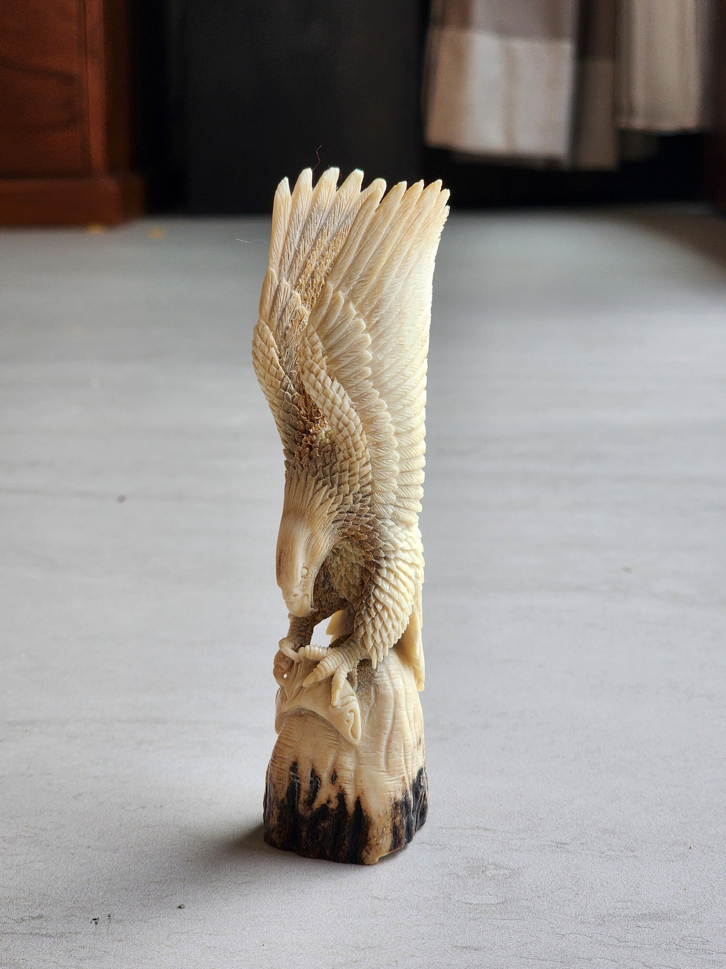 Moose antler carving eagle 3D sculpthure For gift