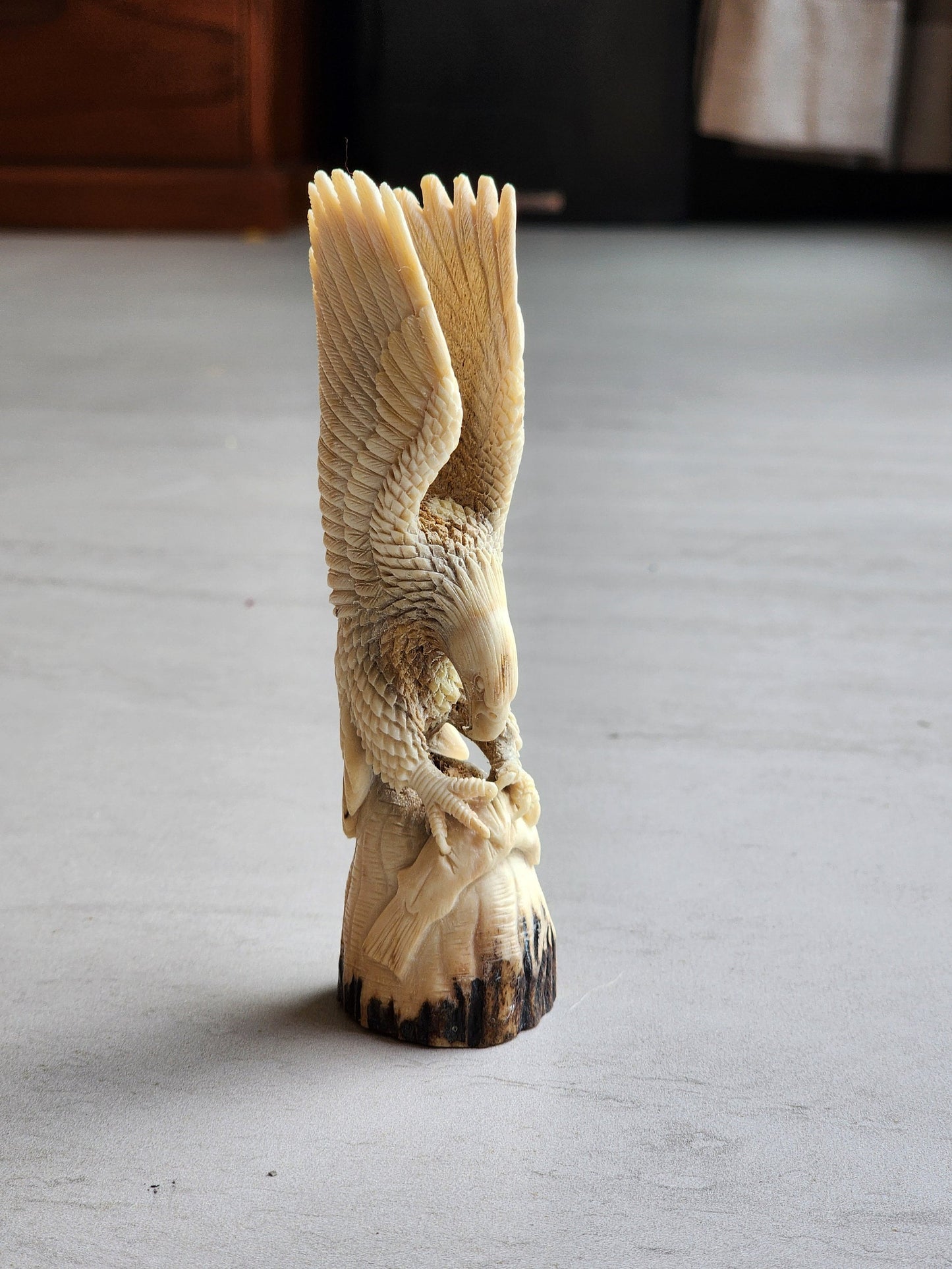 Moose antler carving eagle 3D sculpthure For gift