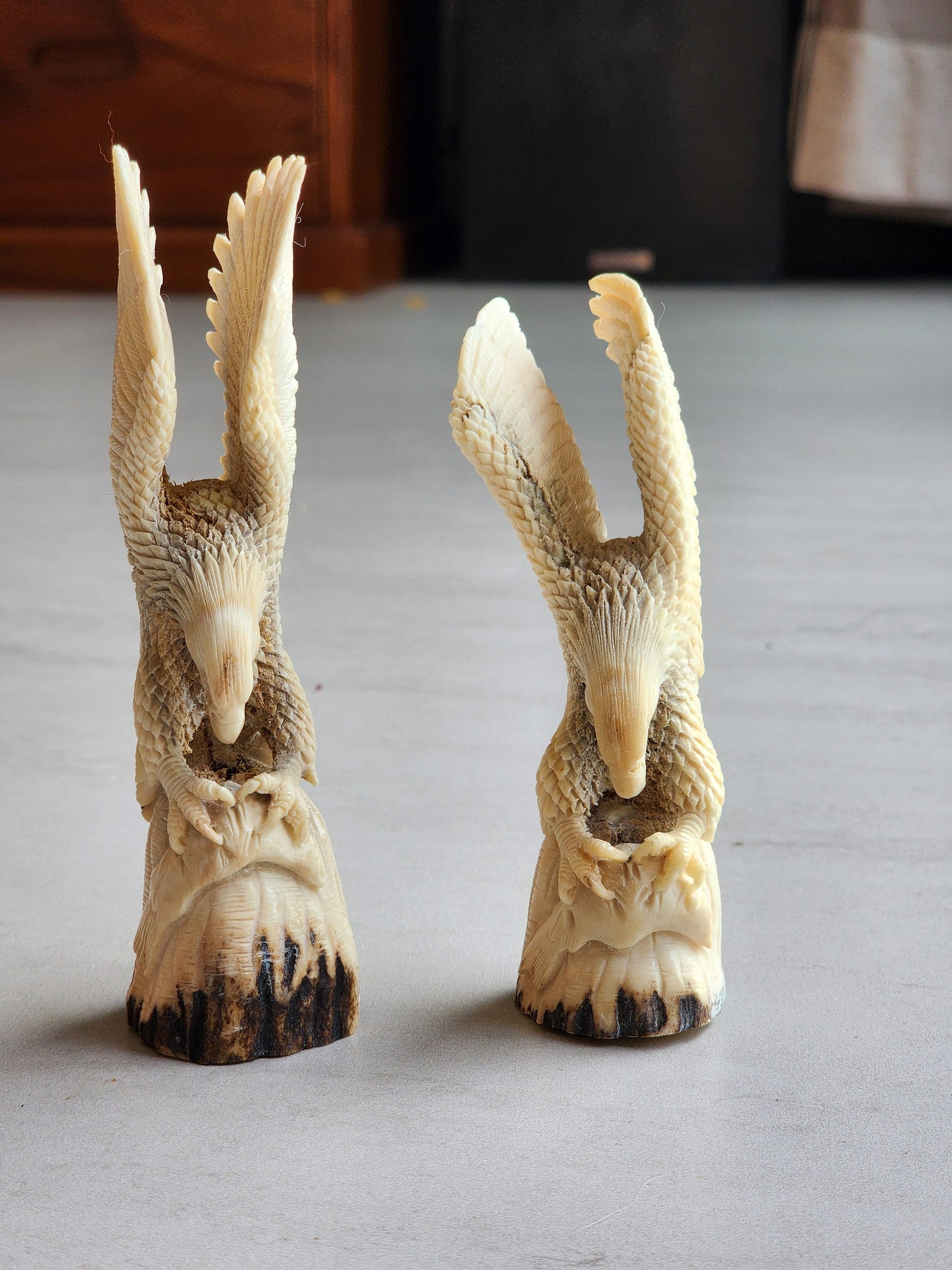 Moose antler carving eagle 3D sculpthure For gift