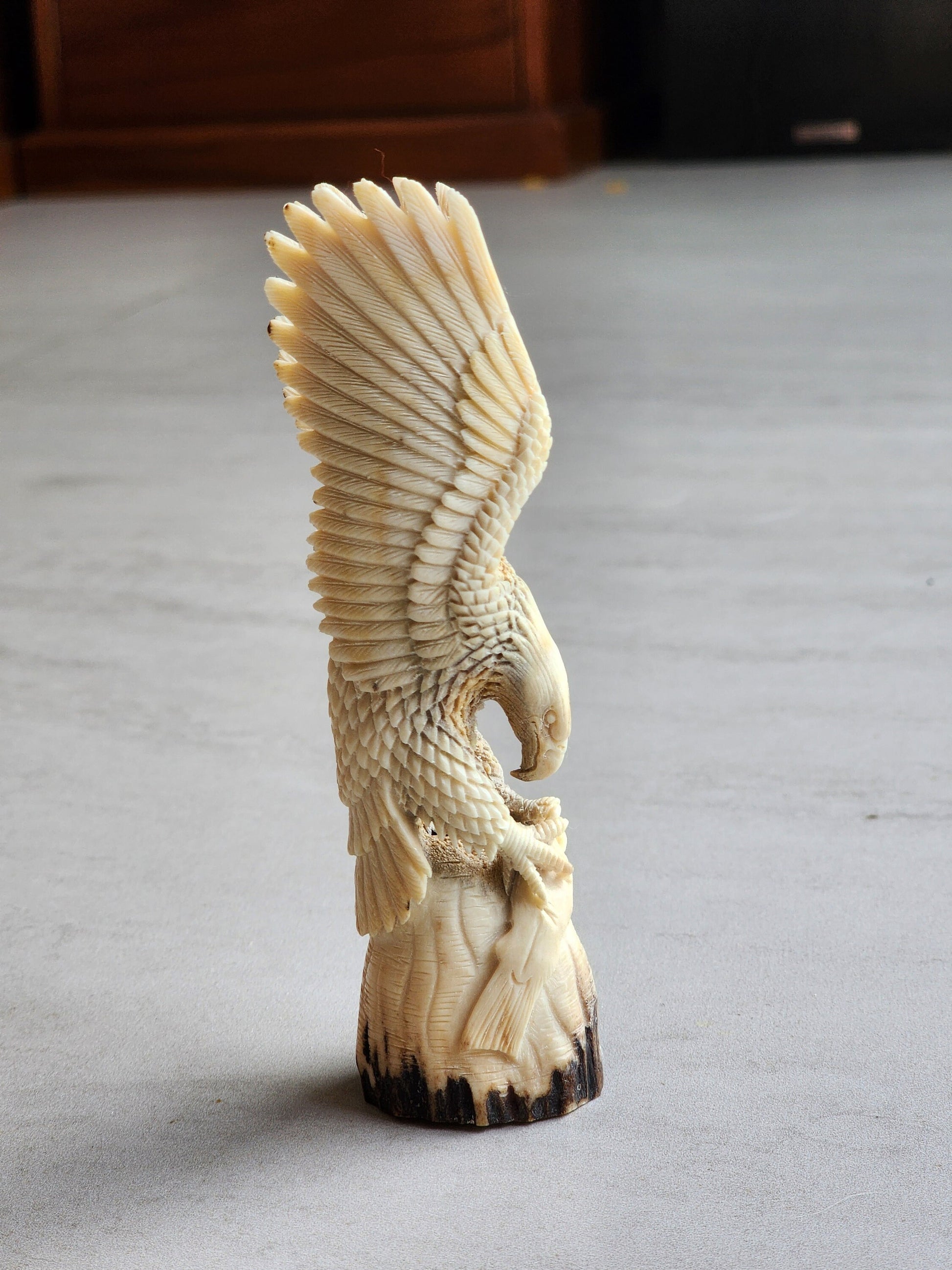 Moose antler carving eagle 3D sculpthure For gift