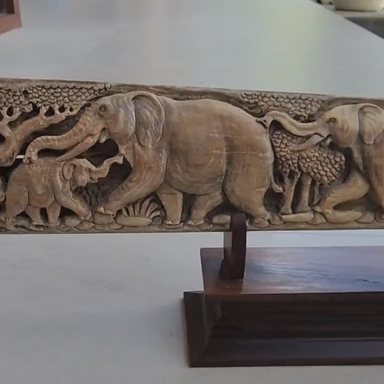 bone carving swordfish nose elephant groupe