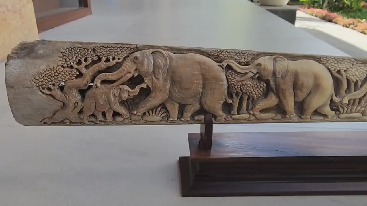 bone carving swordfish nose elephant groupe